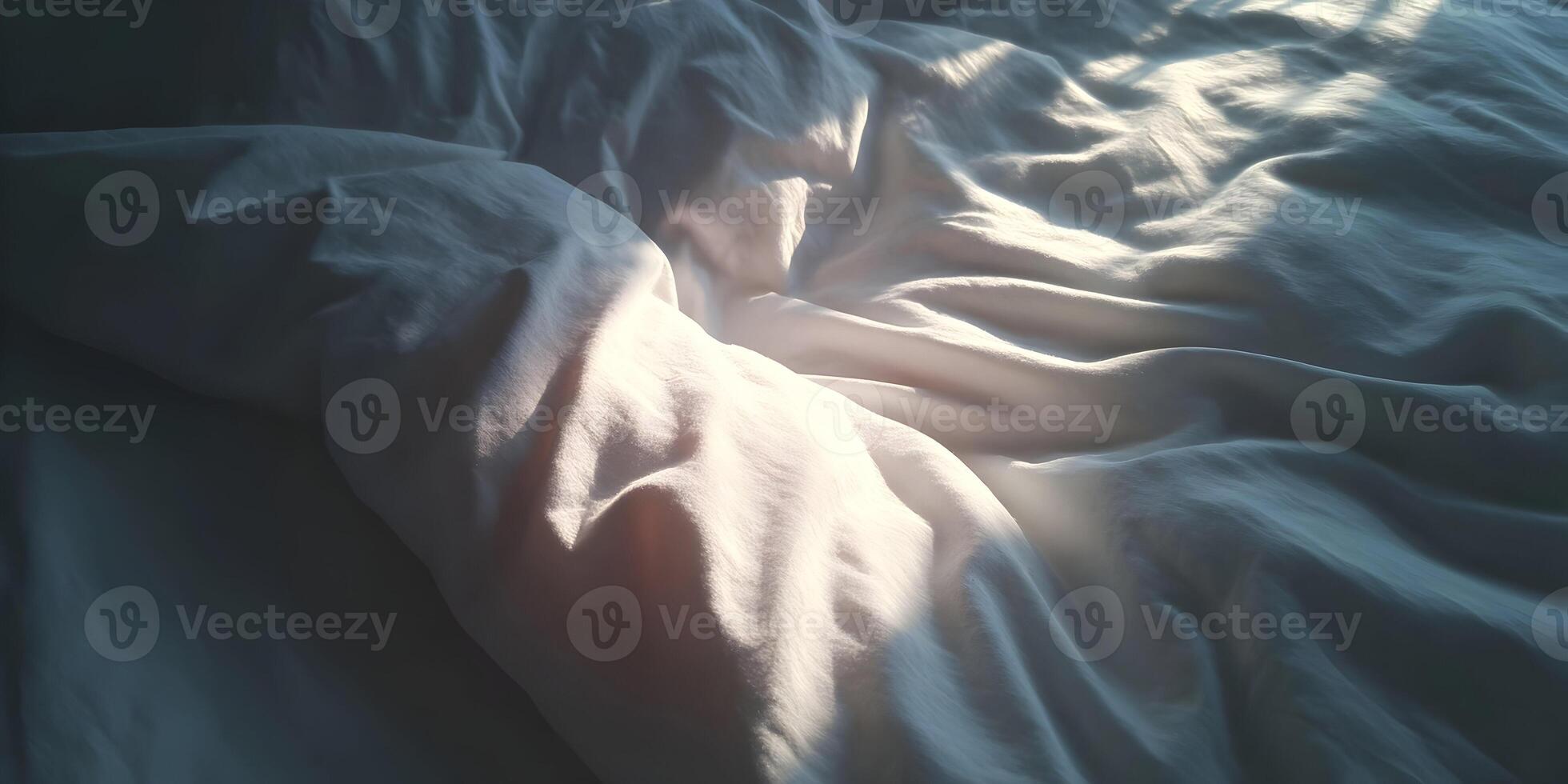 Wrinkled White Bed Sheets Sunlight Texture photo