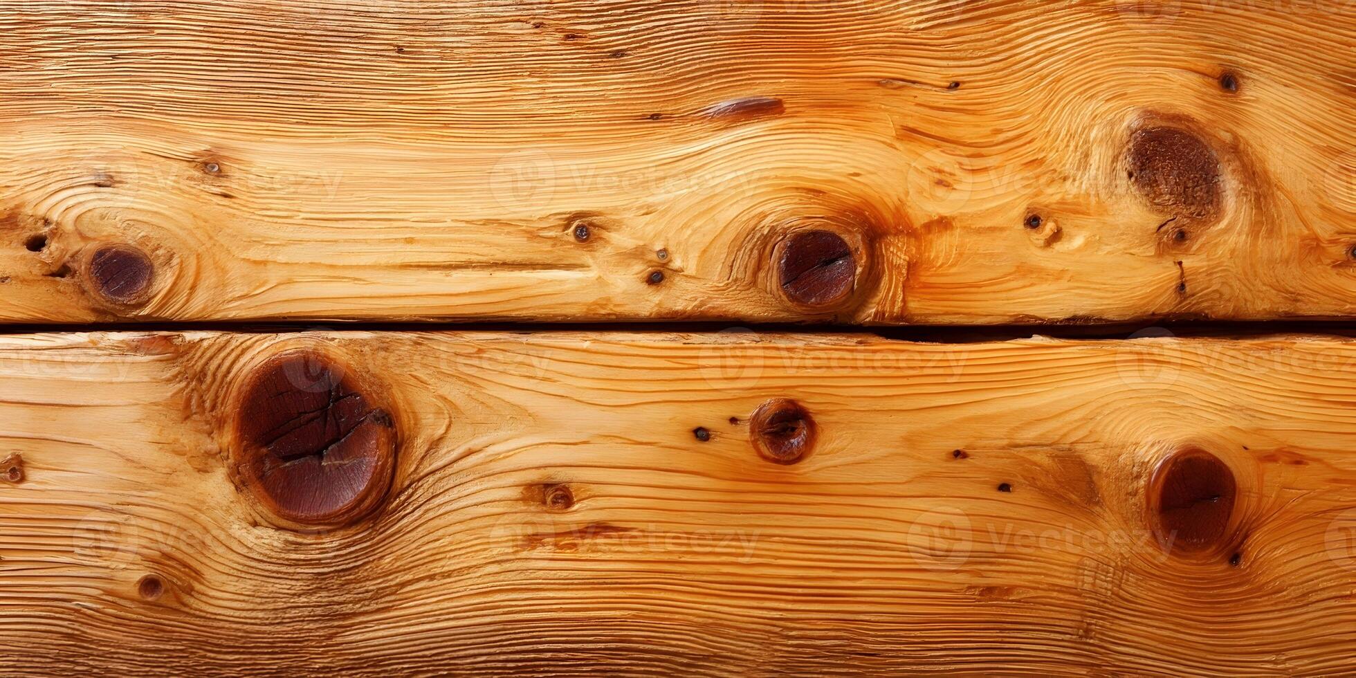 Natural Light Brown Wood Grain Texture Two Horizontal Boards Knots photo