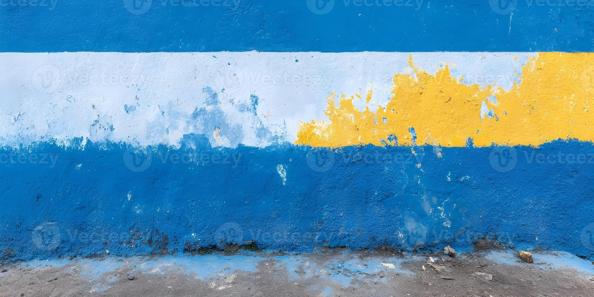 Blue White Yellow Grunge Wall Texture Background Peeling Paint Urban Street Art photo