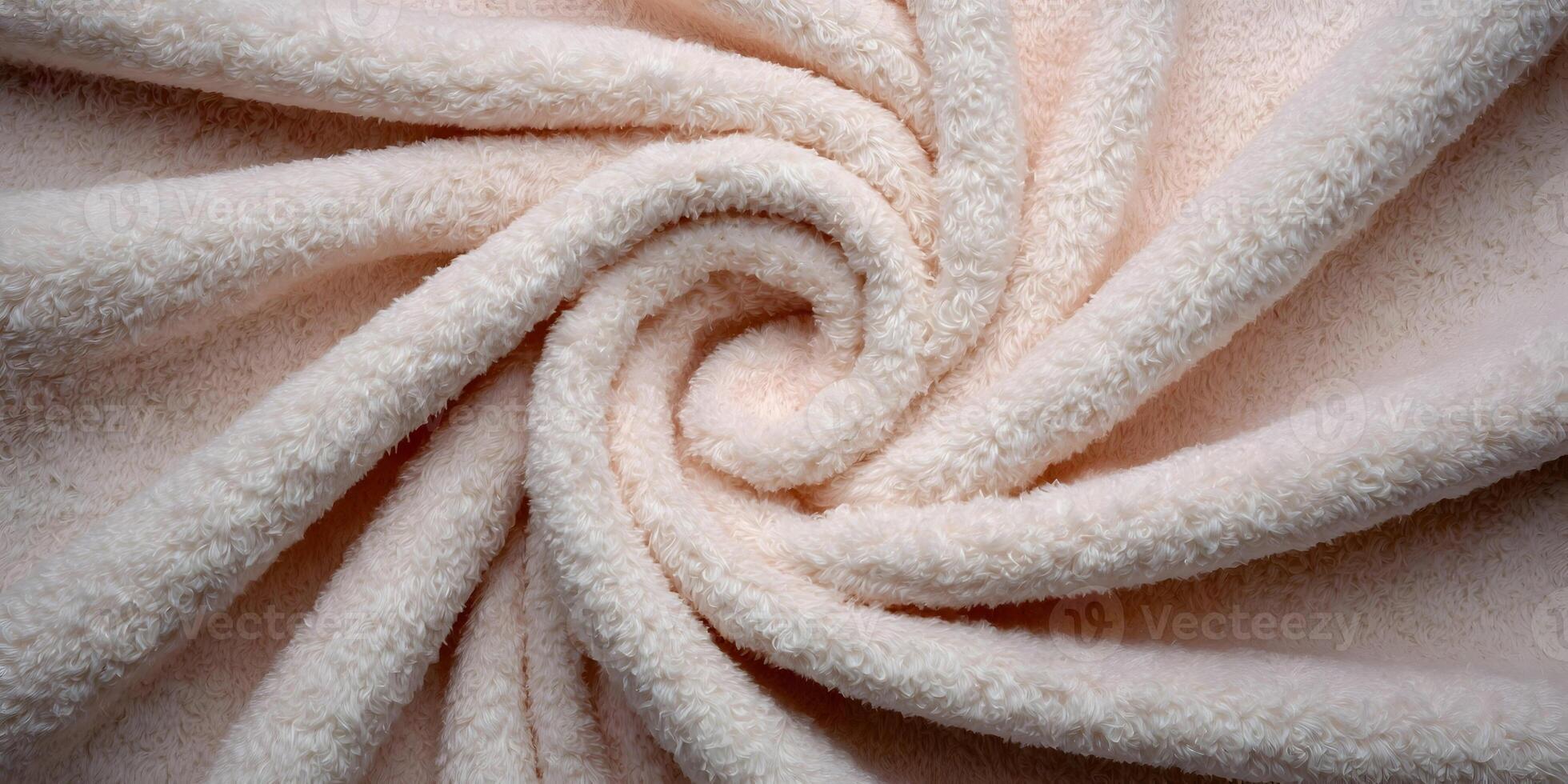 Soft Peach Colored Terrycloth Towel Fabric Swirled Texture photo