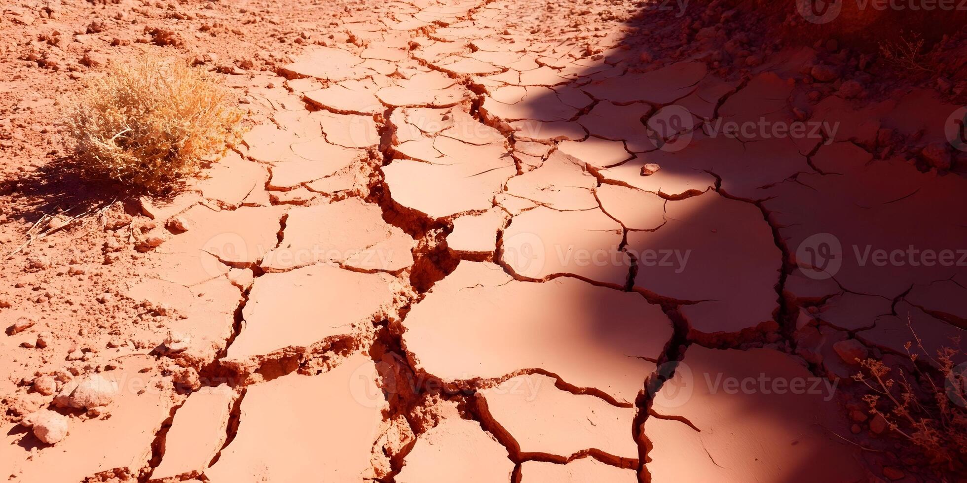 Dry Cracked Red Earth Desert Ground Texture photo