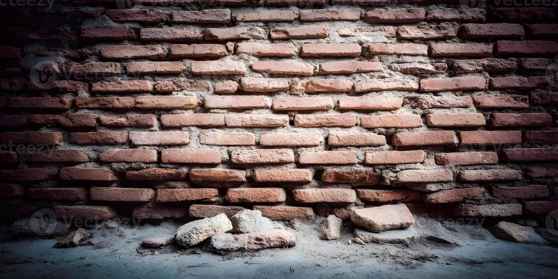 Old Red Brick Wall Texture Grunge Background Damaged Bricks Brown Stone Wall photo