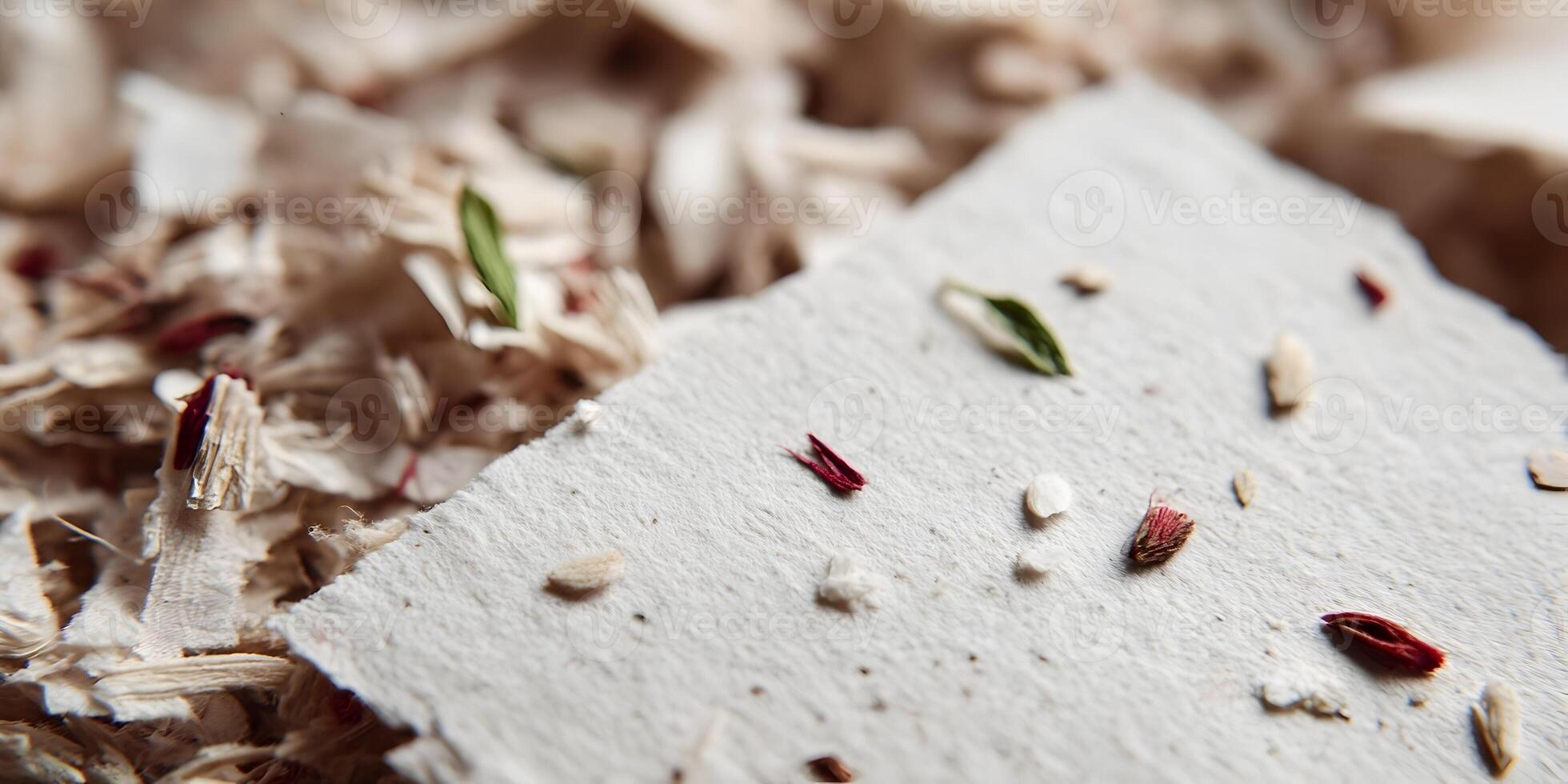 Handmade Paper Sheet with Dried Flowers and Plant Fragments photo