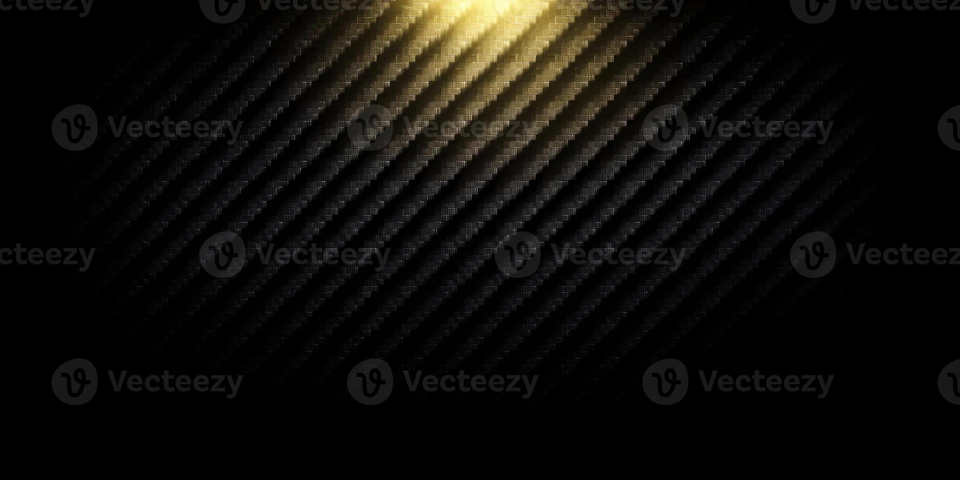 Dark Diagonal Carbon Fiber Texture Background with Golden Light photo