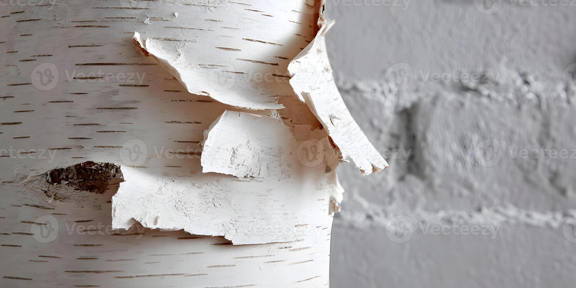 Birch Bark Texture Closeup White Peeling Tree Trunk photo