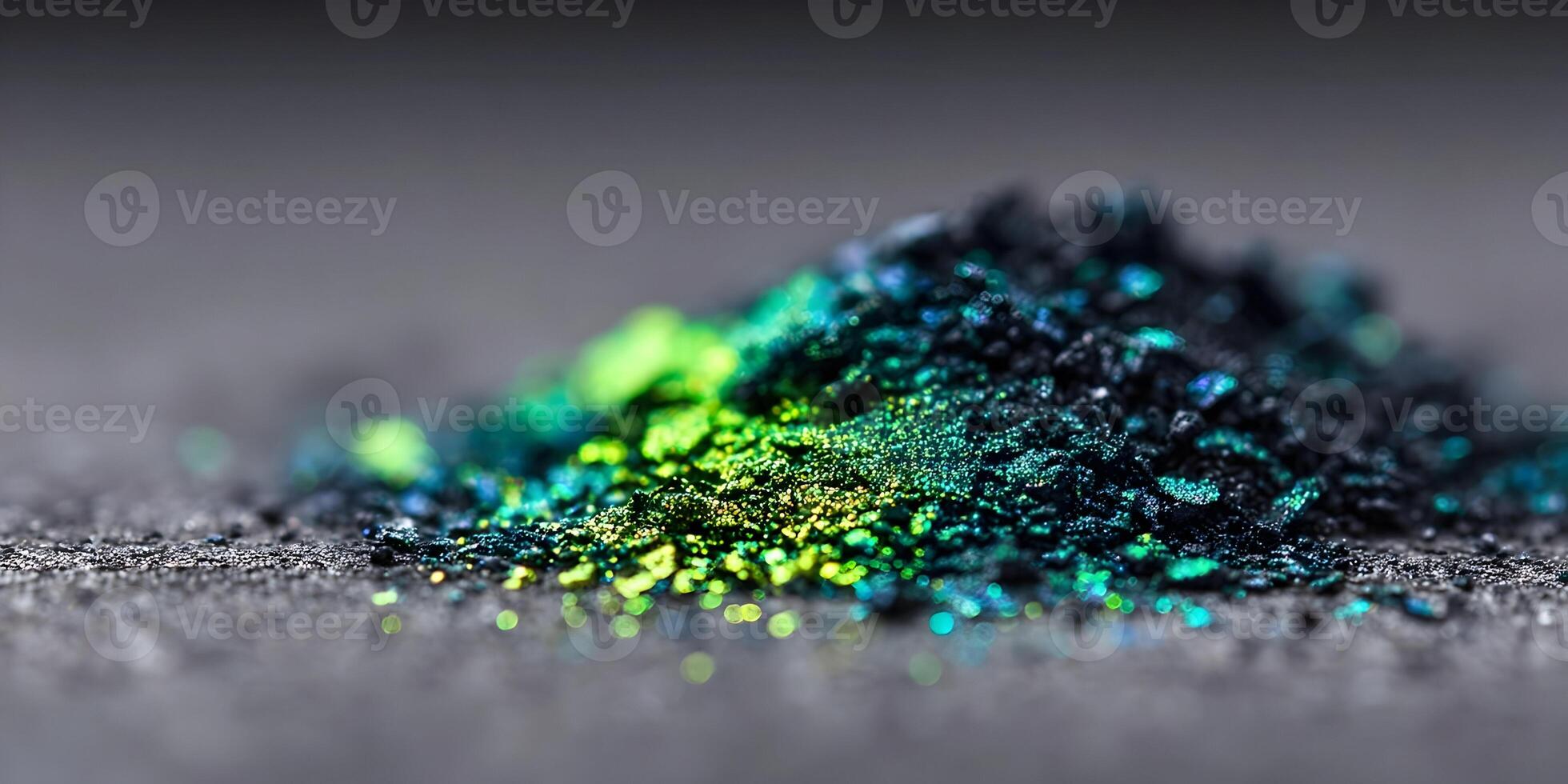 Green and Teal Iridescent Glitter Pigment Powder Pile Close Up Texture photo