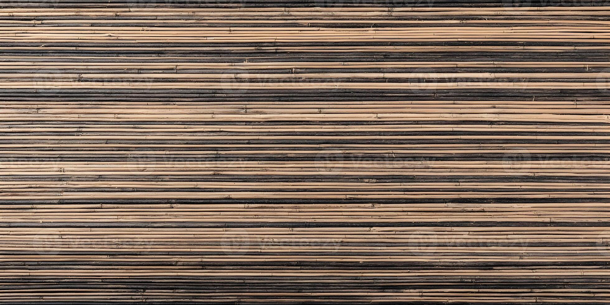 Horizontal Light and Dark Brown Bamboo Sticks Texture Seamless Pattern Background photo