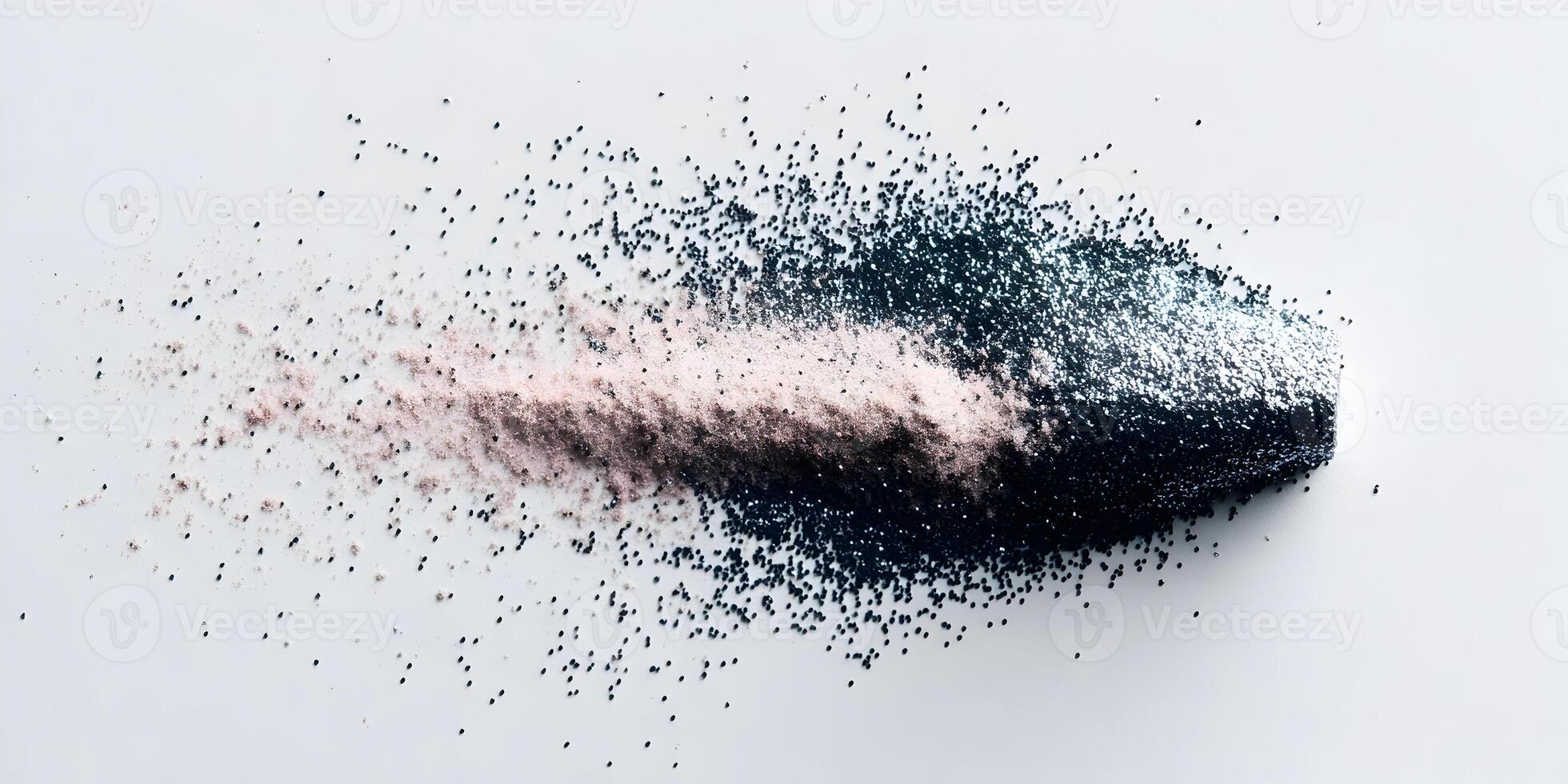 Pink and Dark Gray Glitter Makeup Powder Explosion on White Background photo