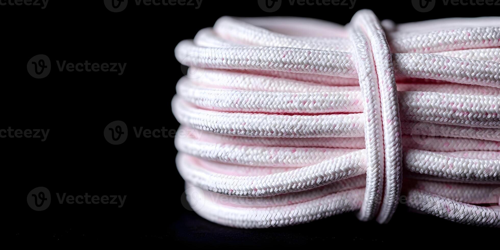 Closeup of White Rope with Pink Speckles Spooled Tightly photo