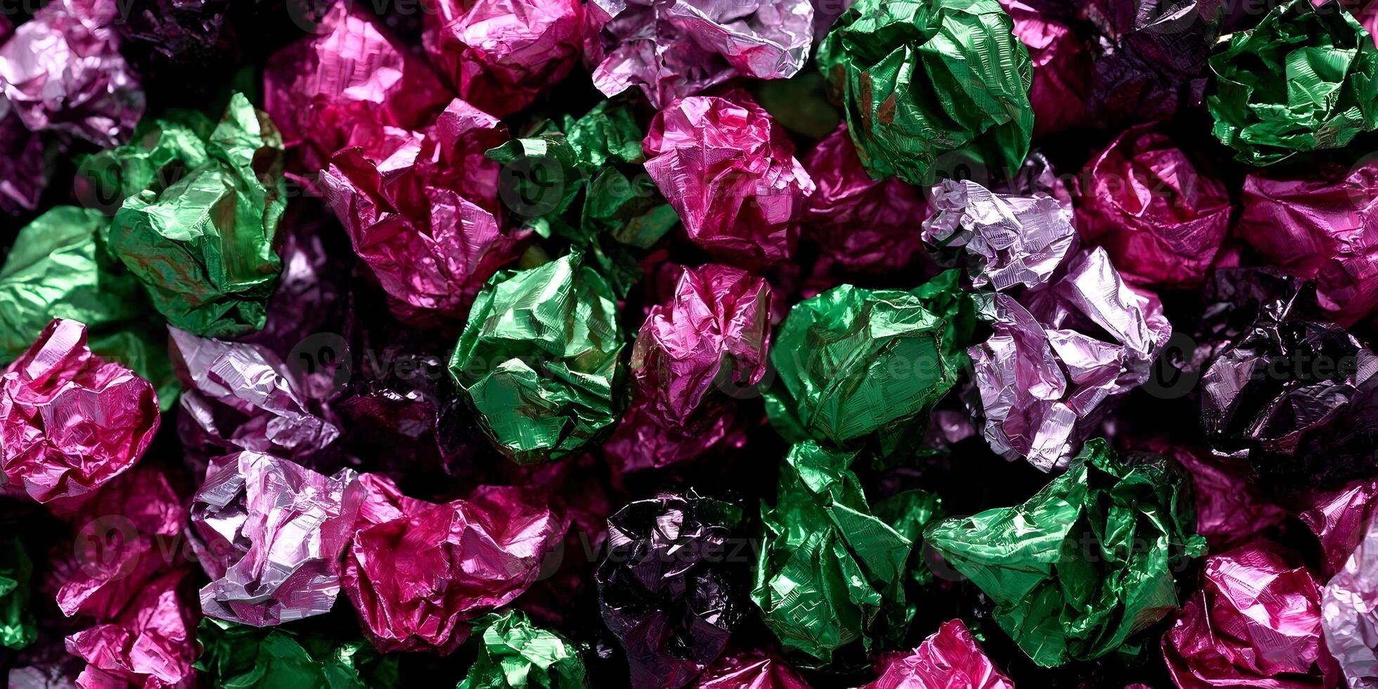 Assorted Colorful Foil Wrapped Candies Sweets Background photo