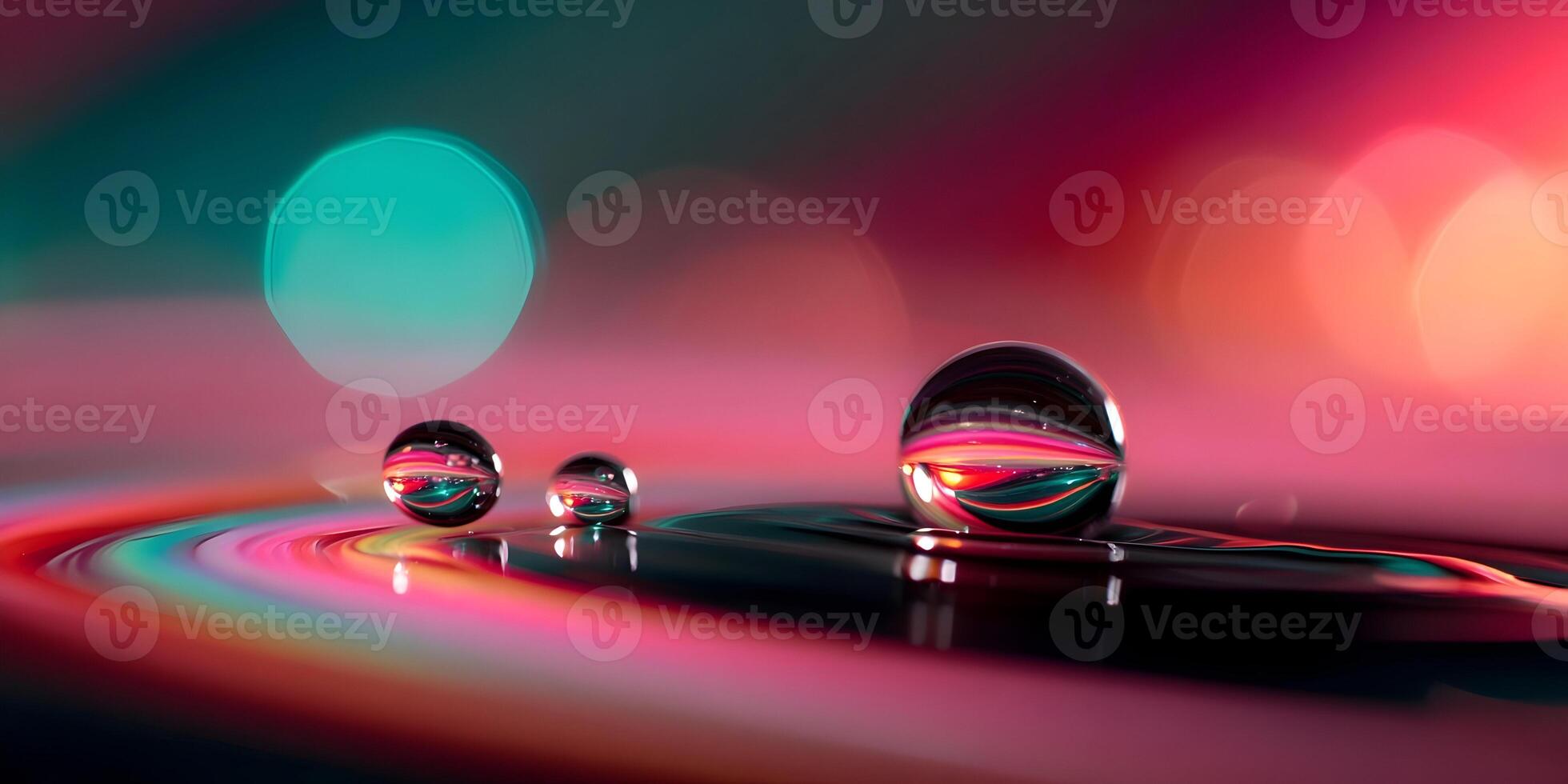 Water Drops on Colorful Surface Abstract Macro Photography photo