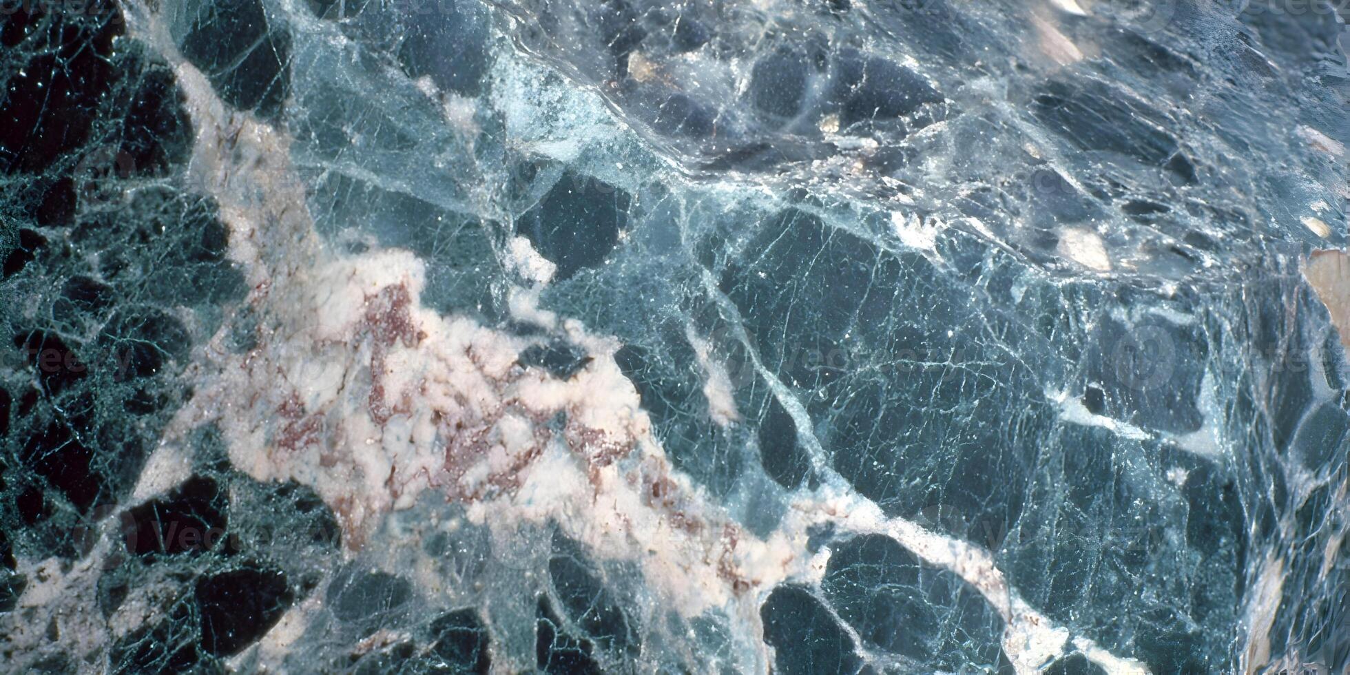 Closeup Green Marble Texture with White and Red Veins Natural Stone Background photo
