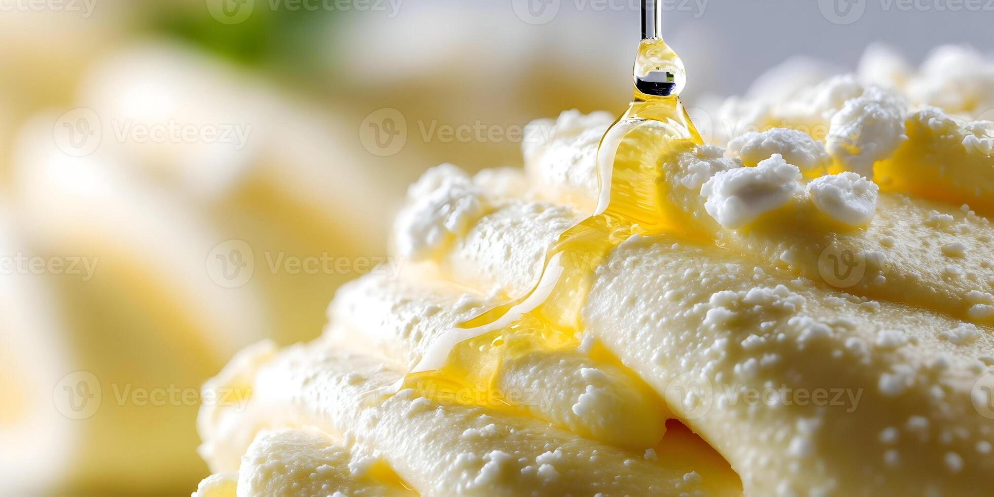 Honey Drizzled Over Creamy Dessert with Sugar Crystals photo