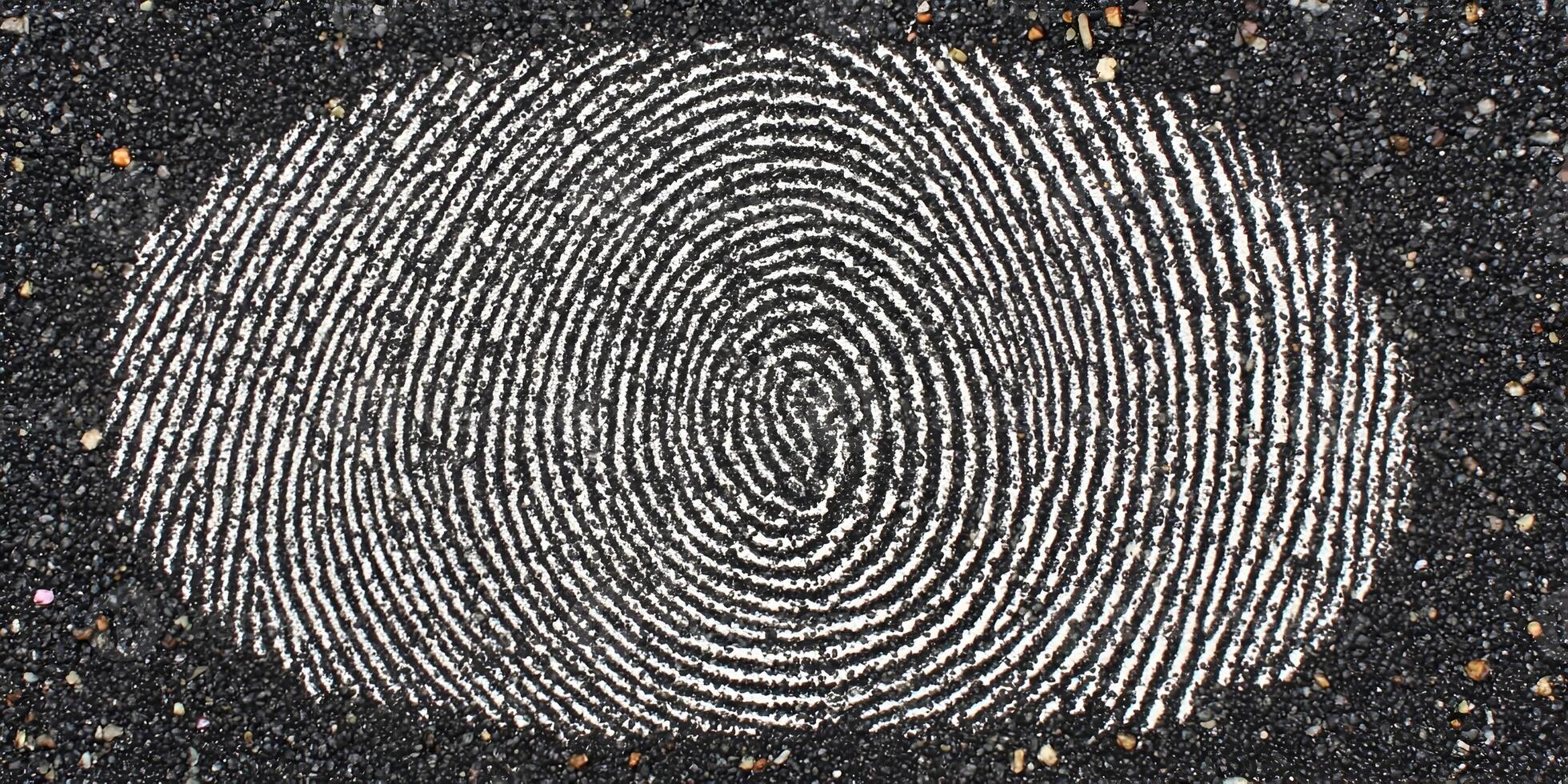 White Fingerprint on Black Gravel Abstract Texture Image photo
