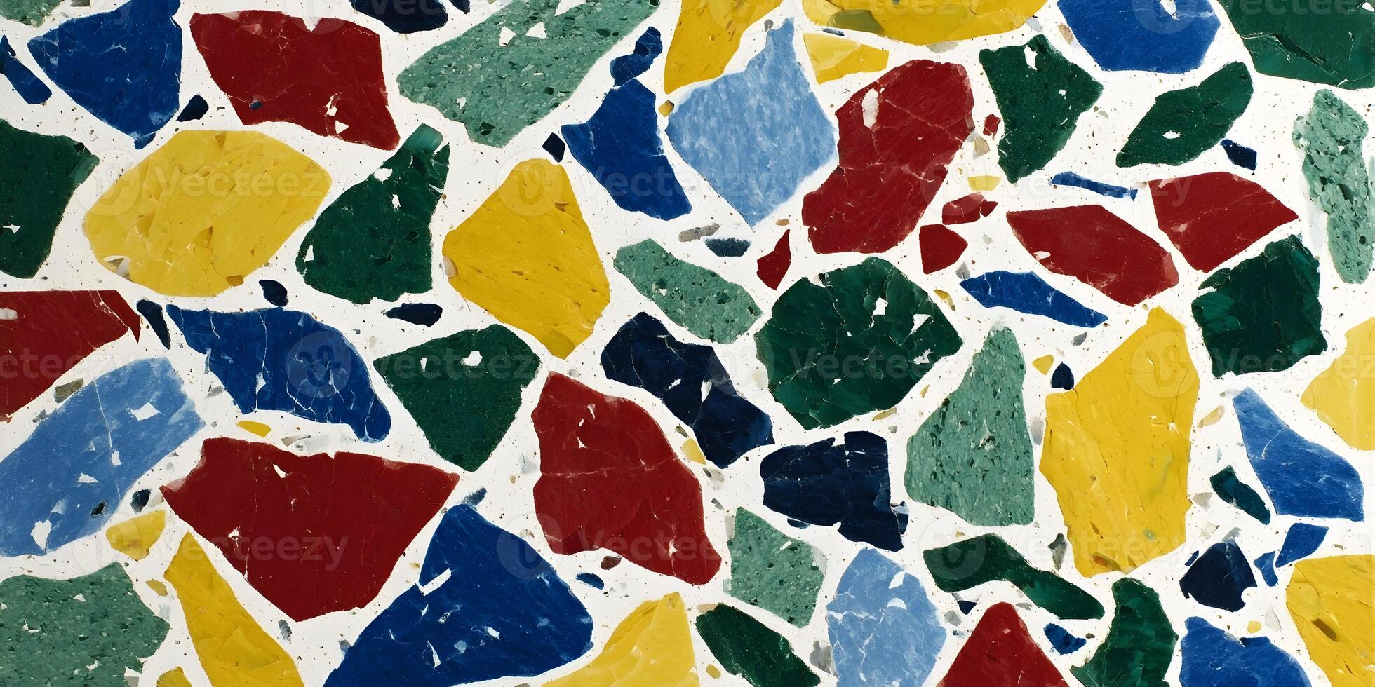 Colorful Terrazzo Texture Irregular Stone Chips Red Yellow Green Blue Background photo