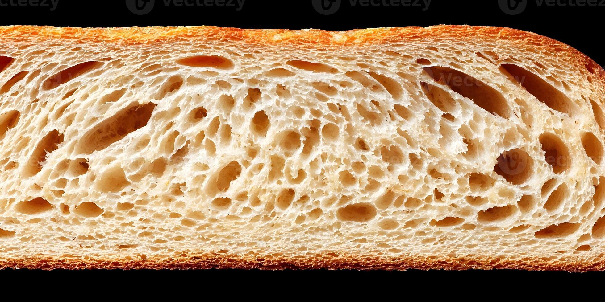 Closeup Bread Slice Image Airy Texture Brown Crust photo