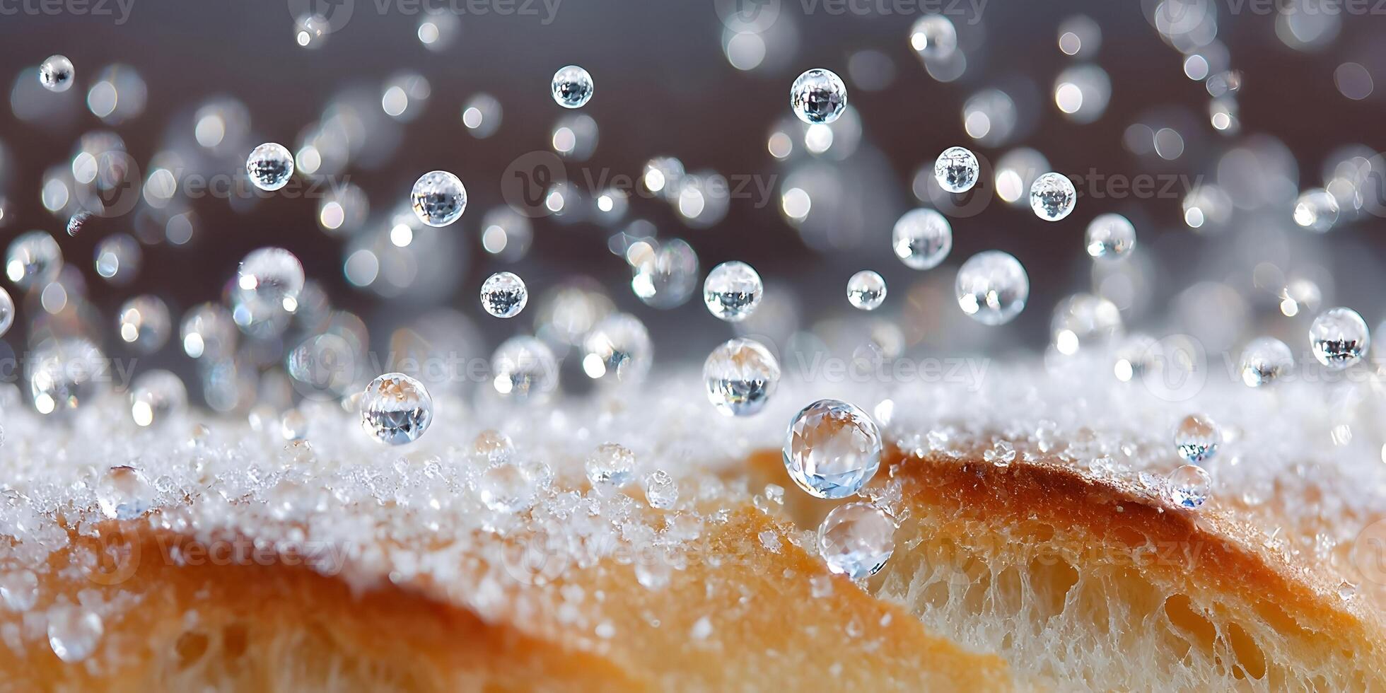 Water Droplets Falling on Sugar Coated Bread Closeup Photography photo