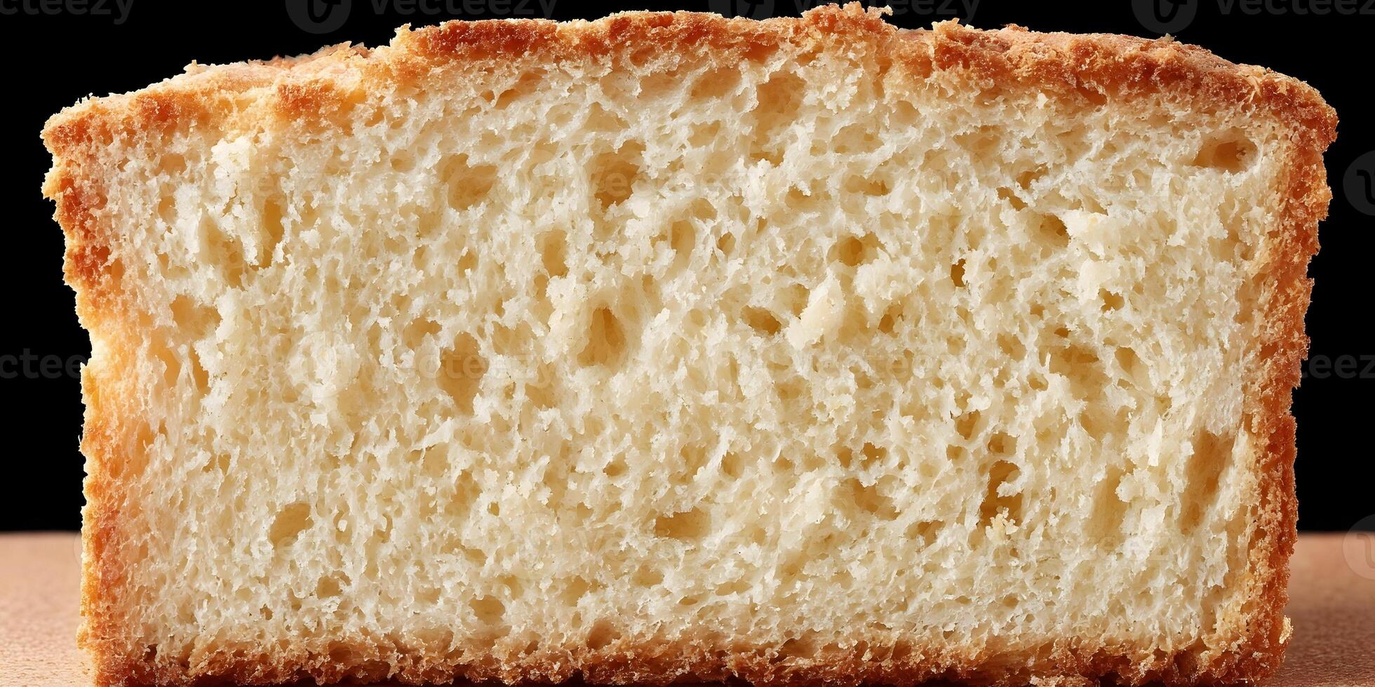 Closeup Bread Slice Texture Golden Crust Detailed Image photo
