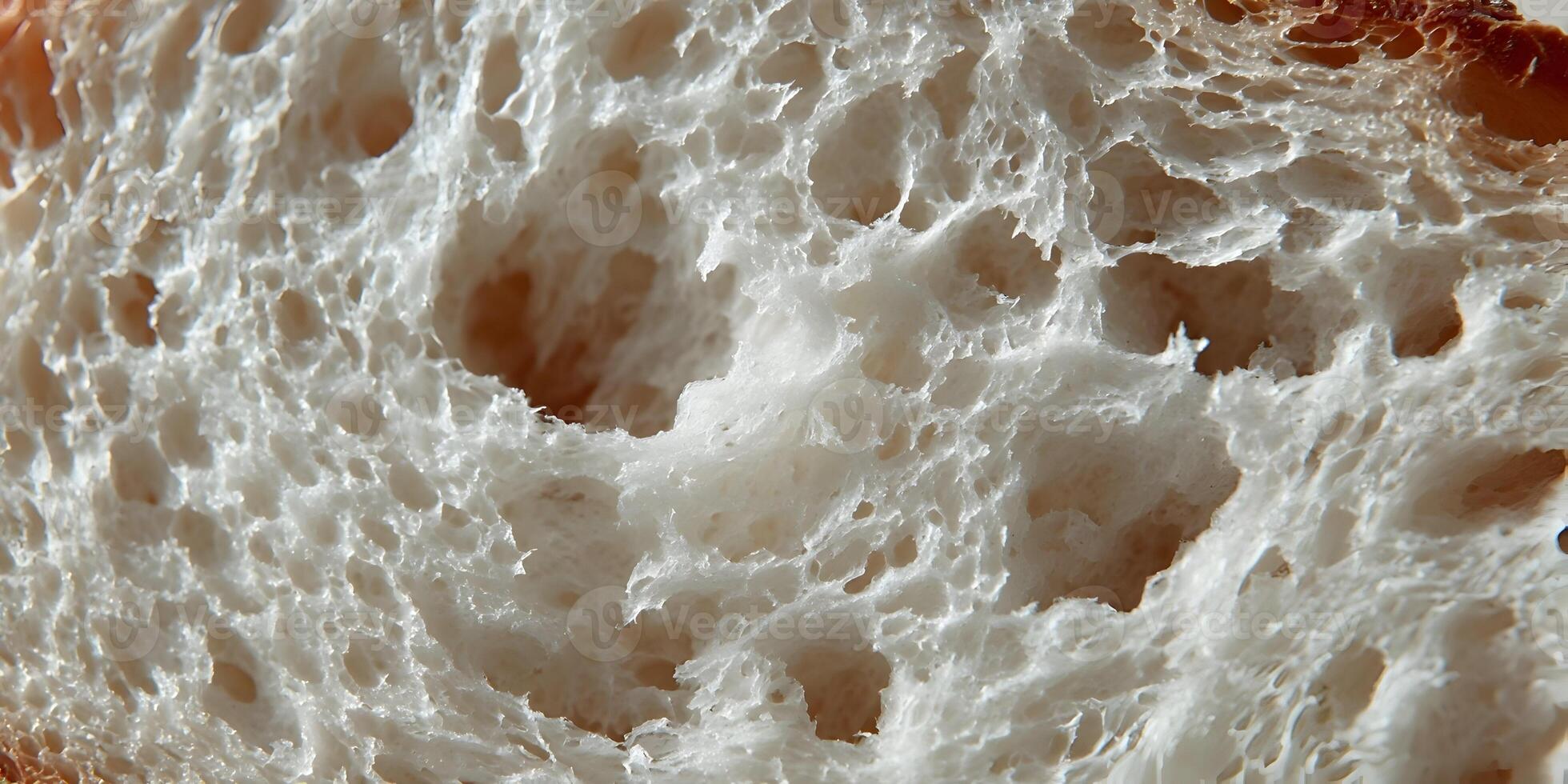Closeup Bread Crumb Texture Detailed White Bread Loaf Slice Macro Photography photo