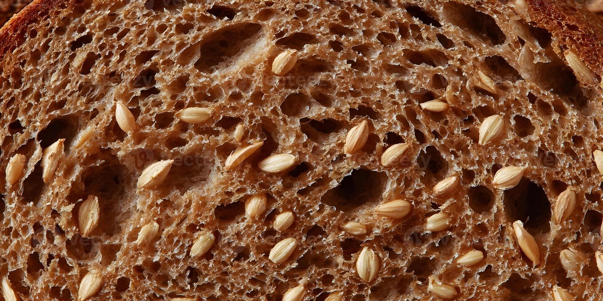 Closeup Rye Bread Texture Brown Crust Seeds Food Grain photo