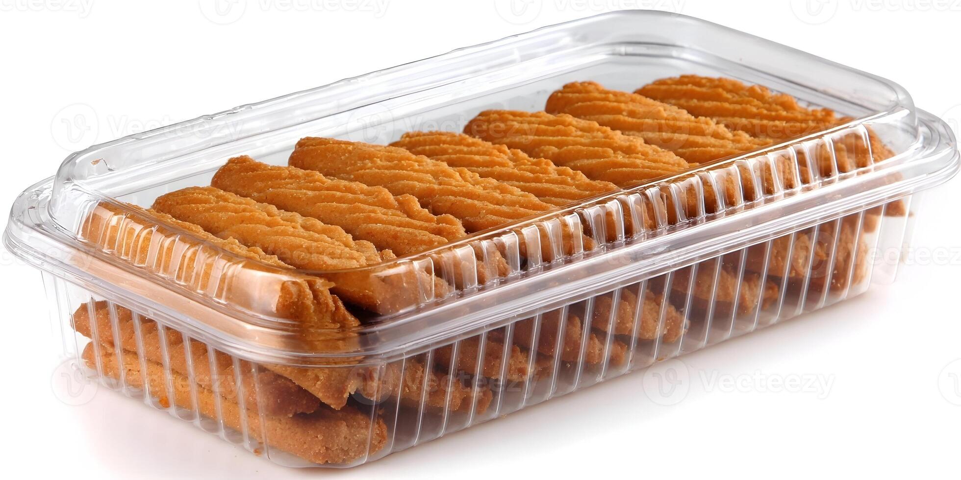 Crispy Brown Butter Cookies in Clear Plastic Container photo