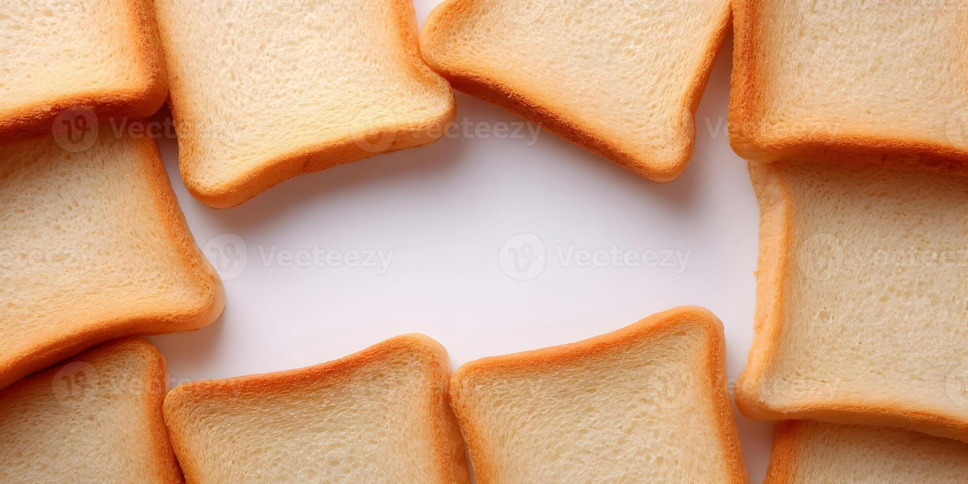 Toast Frame White Background Food Photography Bread Slices photo