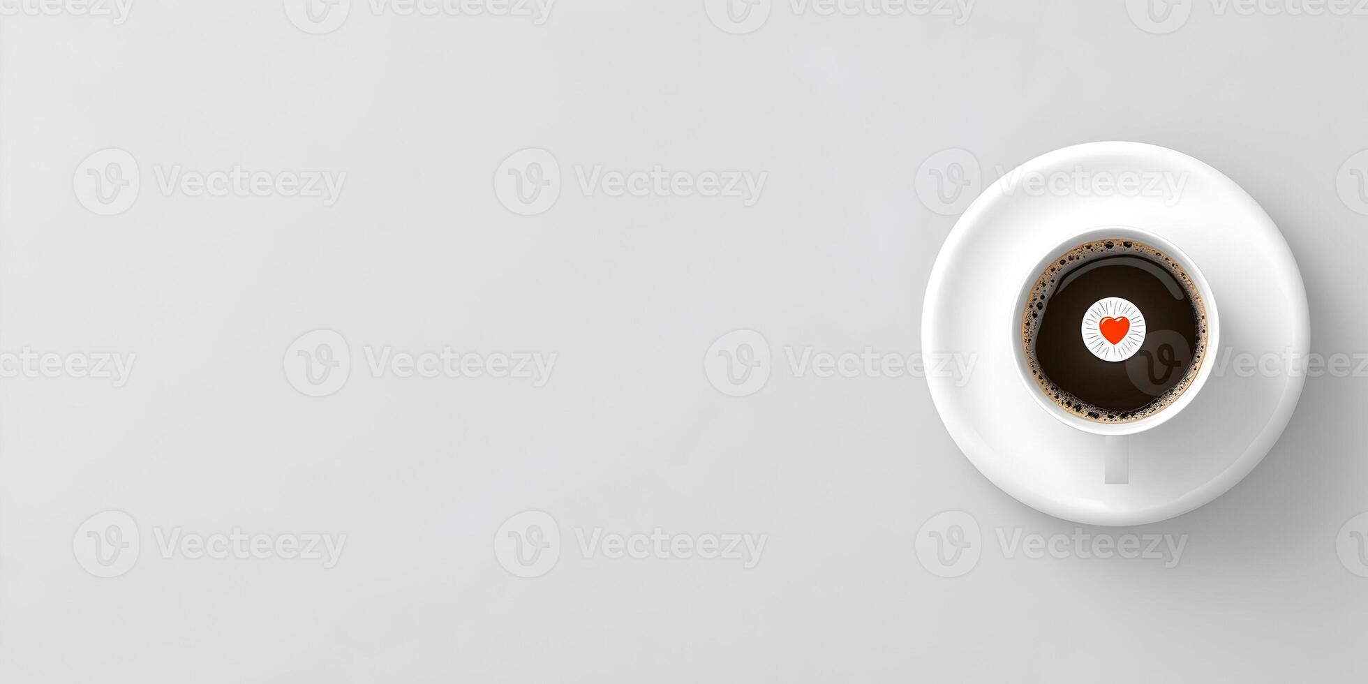 White Coffee Cup with Red Heart Coffee Drink Minimalist Design photo