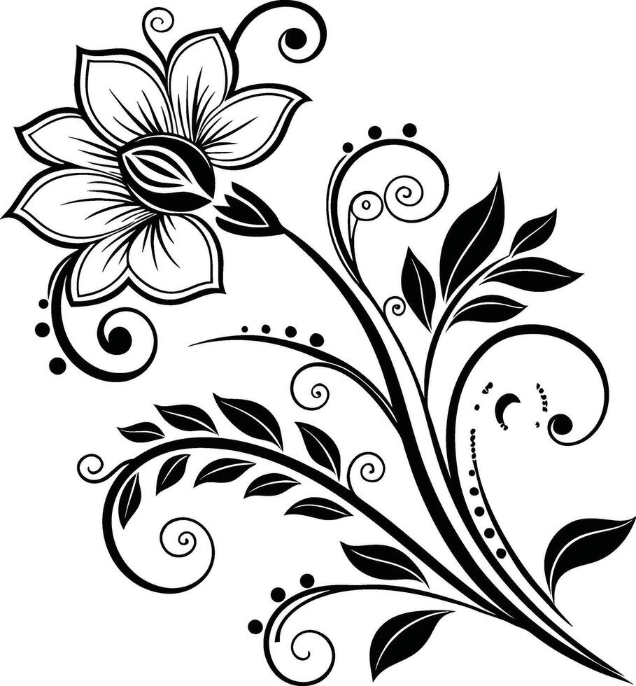 Elegant Circular Frame Floral Ornament Silhouette Icon, simple, baroque vector