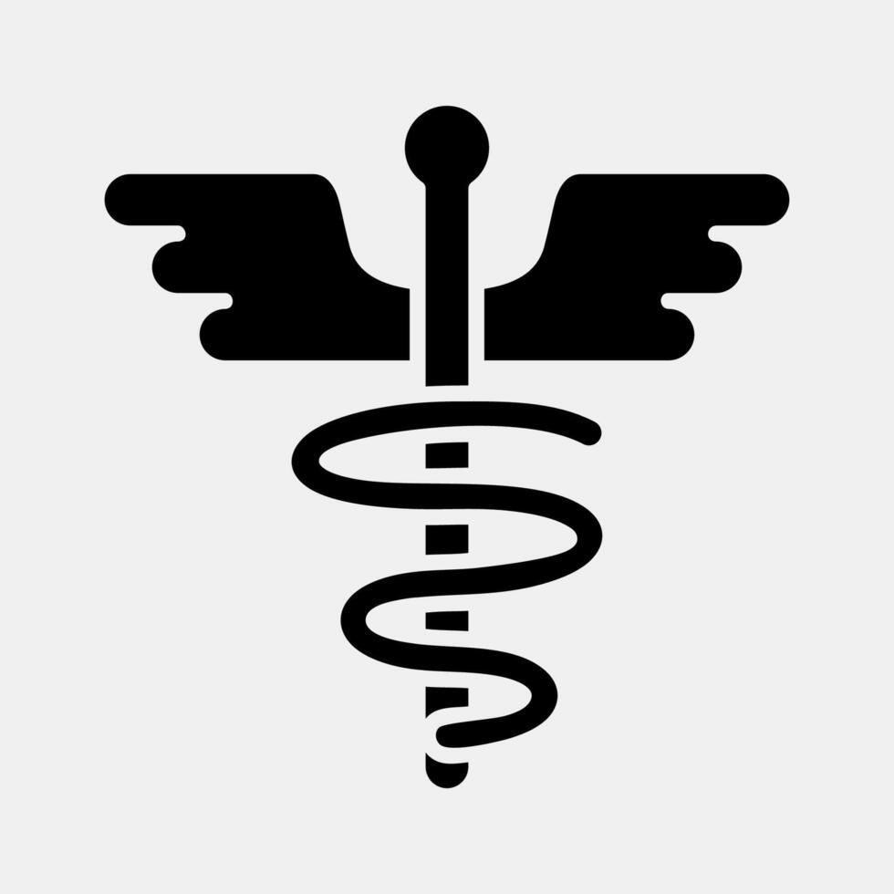 Icon aesculapius. Medical elements. Icon in glyph style. vector
