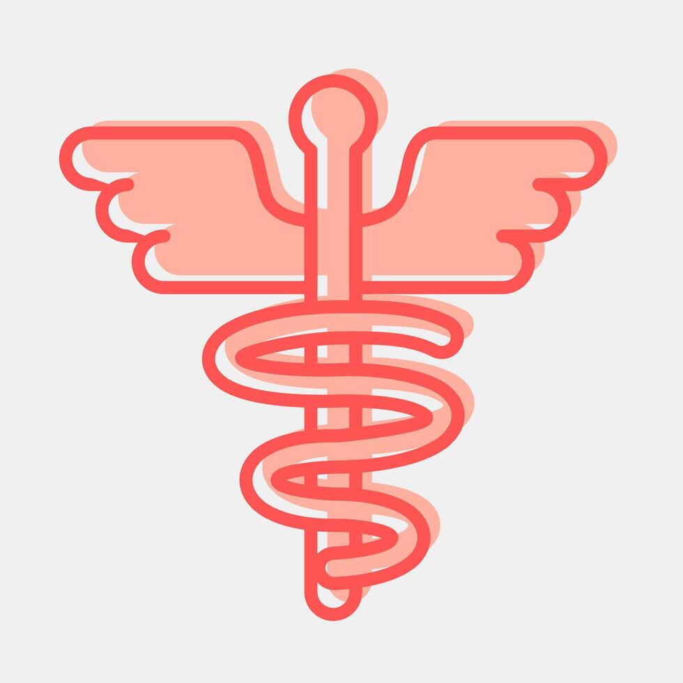 Icon aesculapius. Medical elements. Icon in two tone style. vector