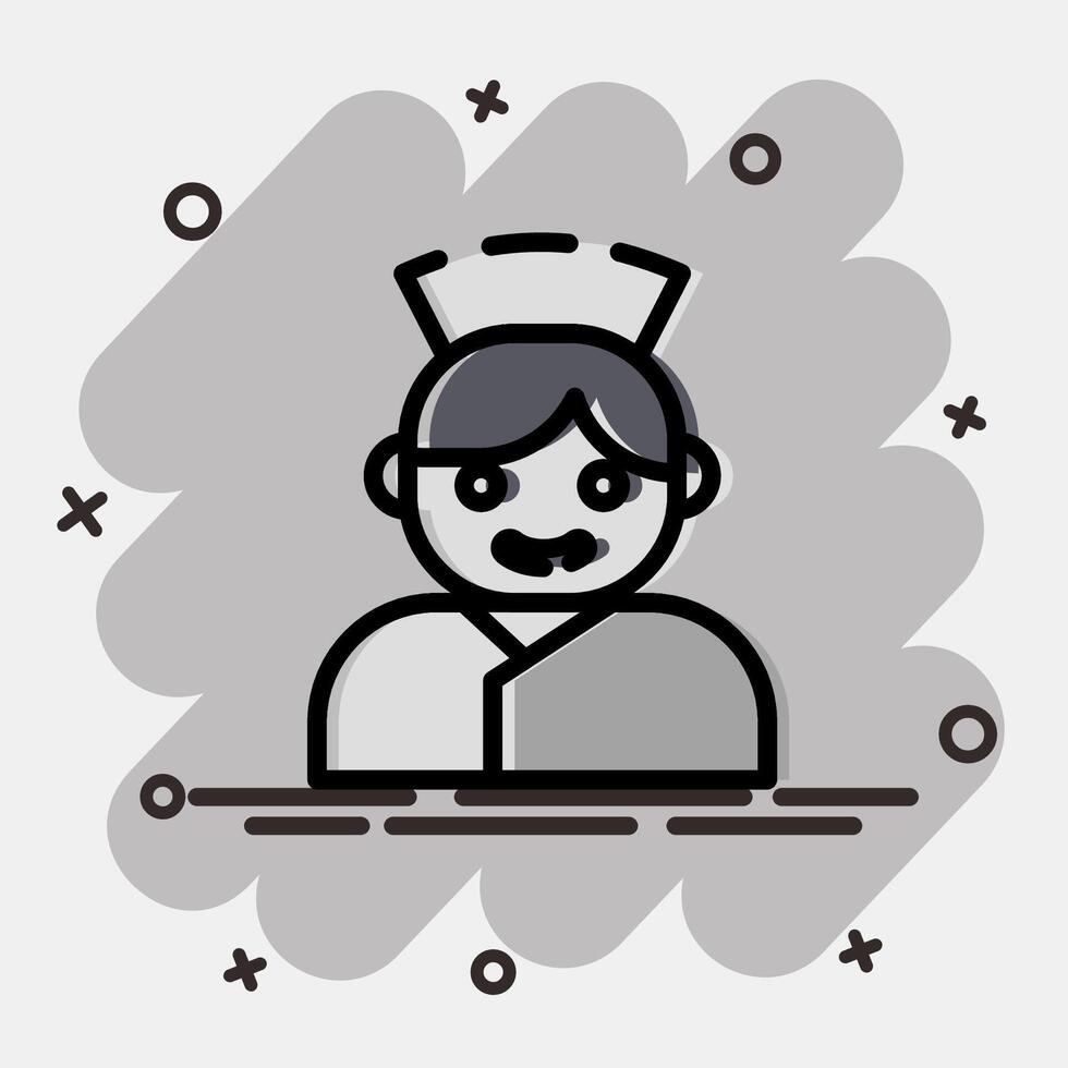 Icon nurse. Medical elements. Icon in comic style. vector
