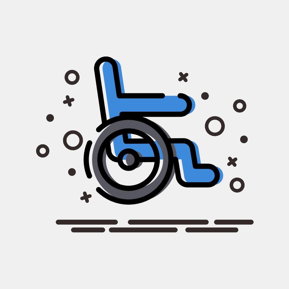 Icon wheel chair. Medical elements. Icon in MBE style. vector