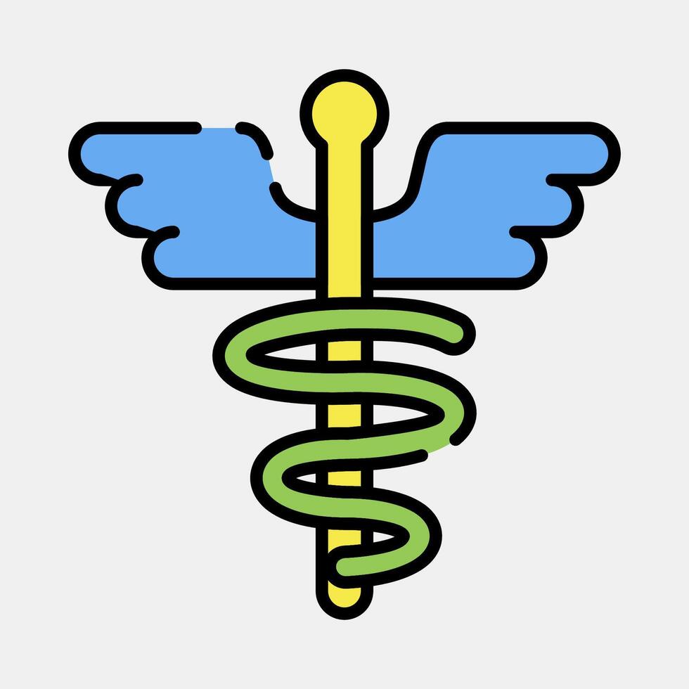 Icon aesculapius. Medical elements. Icon in filled line style. vector