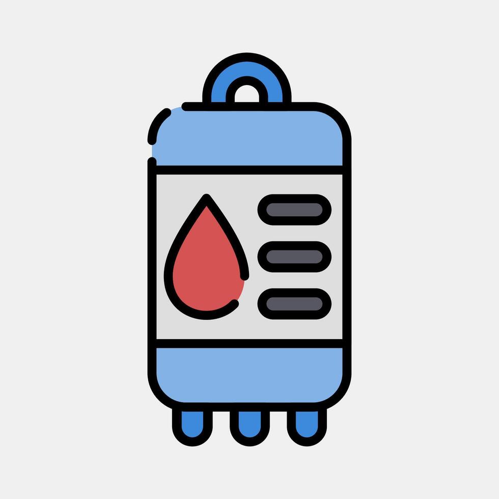 Icon blood bag. Medical elements. Icon in filled line style. vector