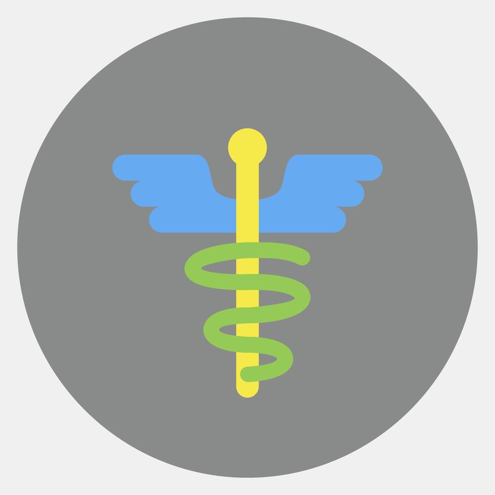 Icon aesculapius. Medical elements. Icon in color mate style. vector