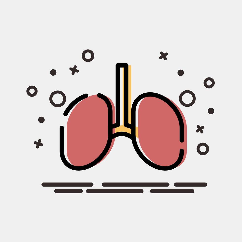 Icon lungs. Medical elements. Icon in MBE style. vector