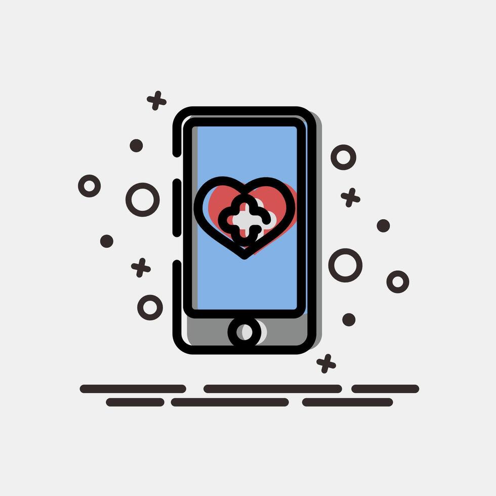 Icon health app. Medical elements. Icon in MBE style. vector
