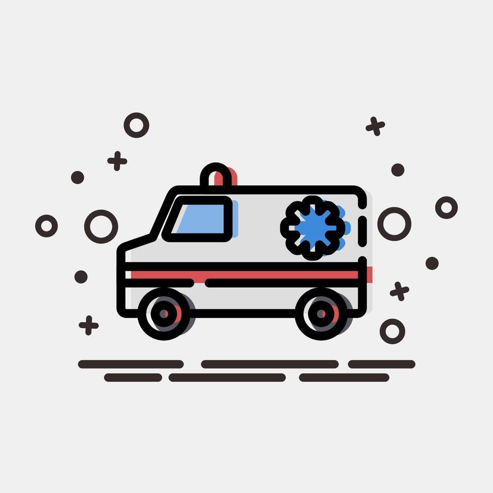 Icon ambulance. Medical elements. Icon in MBE style. vector