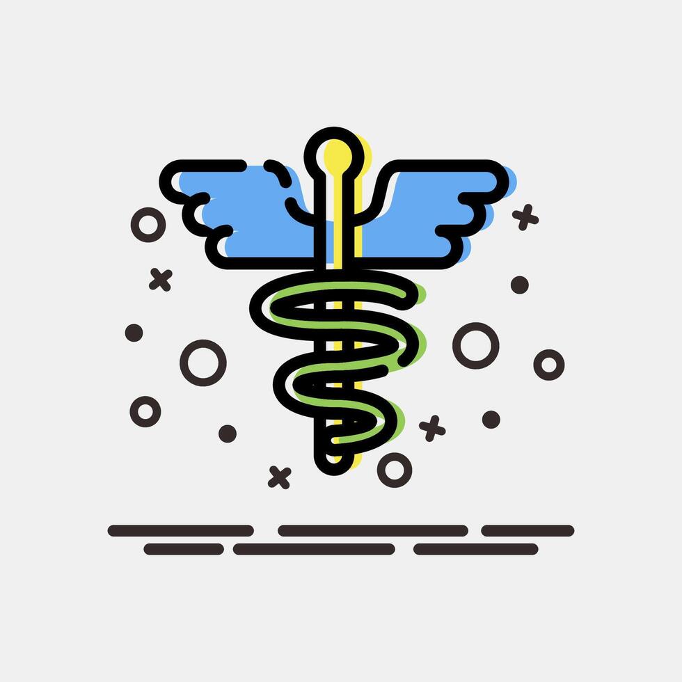 Icon aesculapius. Medical elements. Icon in MBE style. vector