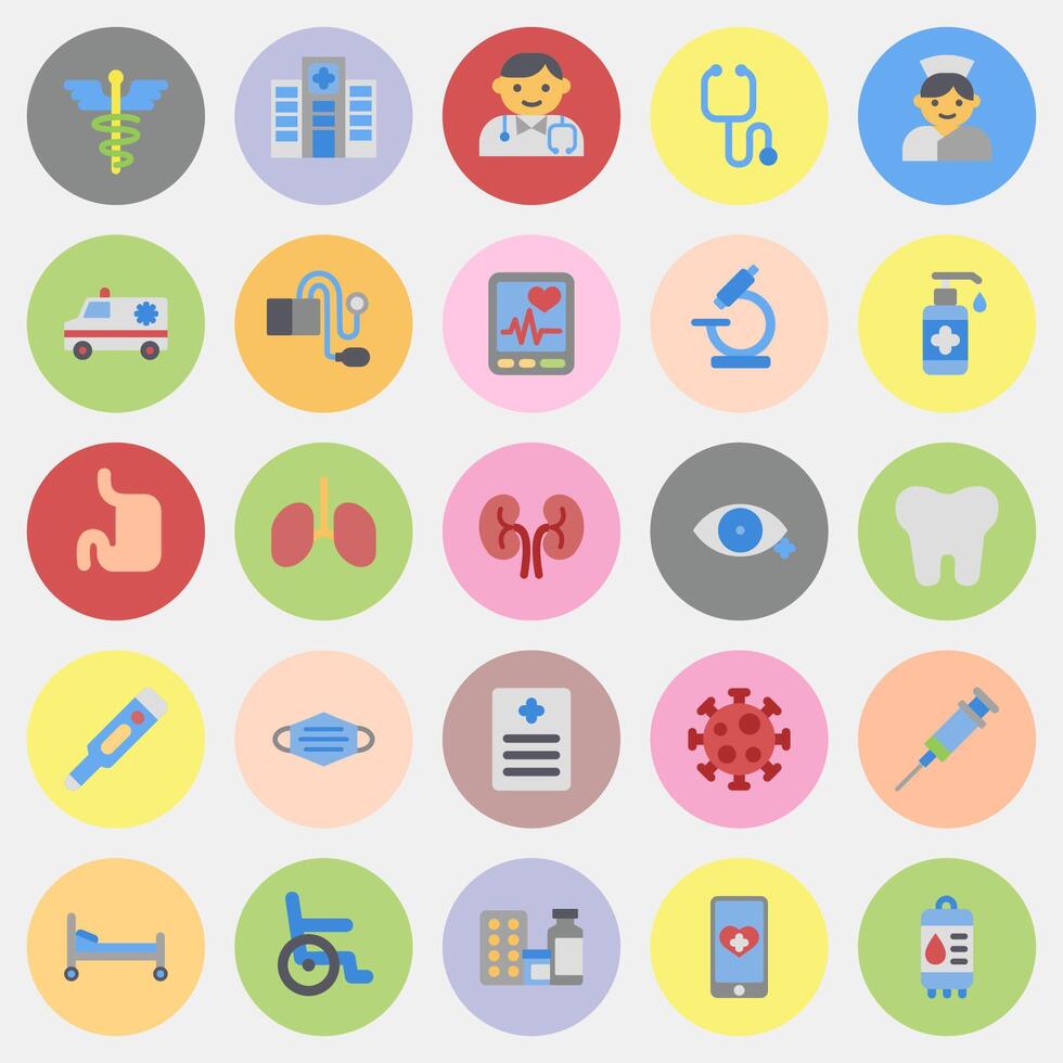 various healthcare icons including medical tools vector