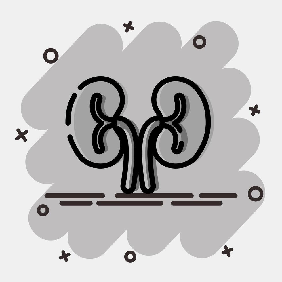 Icon kidney. Medical elements. Icon in comic style. vector