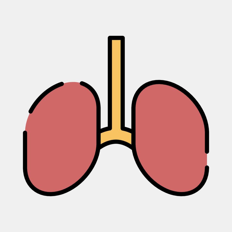 Icon lungs. Medical elements. Icon in filled line style. vector