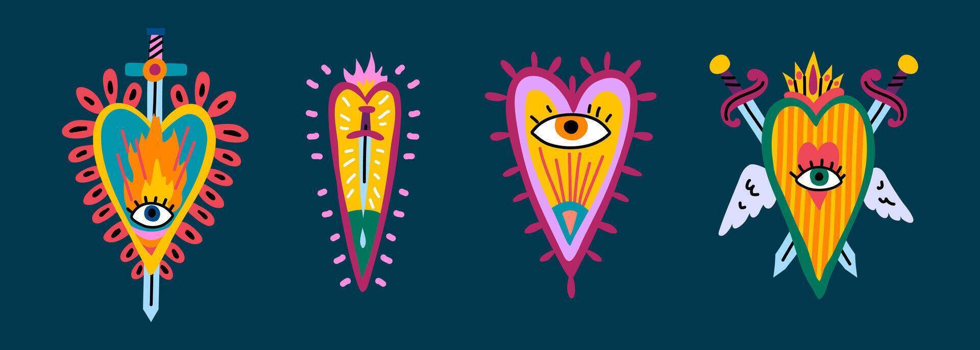 Colorful sacred heart illustrations vector
