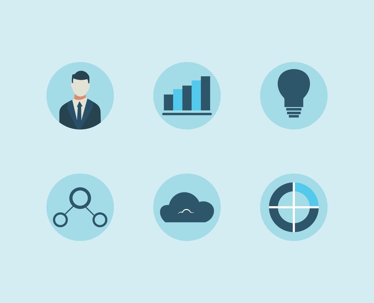 Business and Financial Icons in Blue Circles vector
