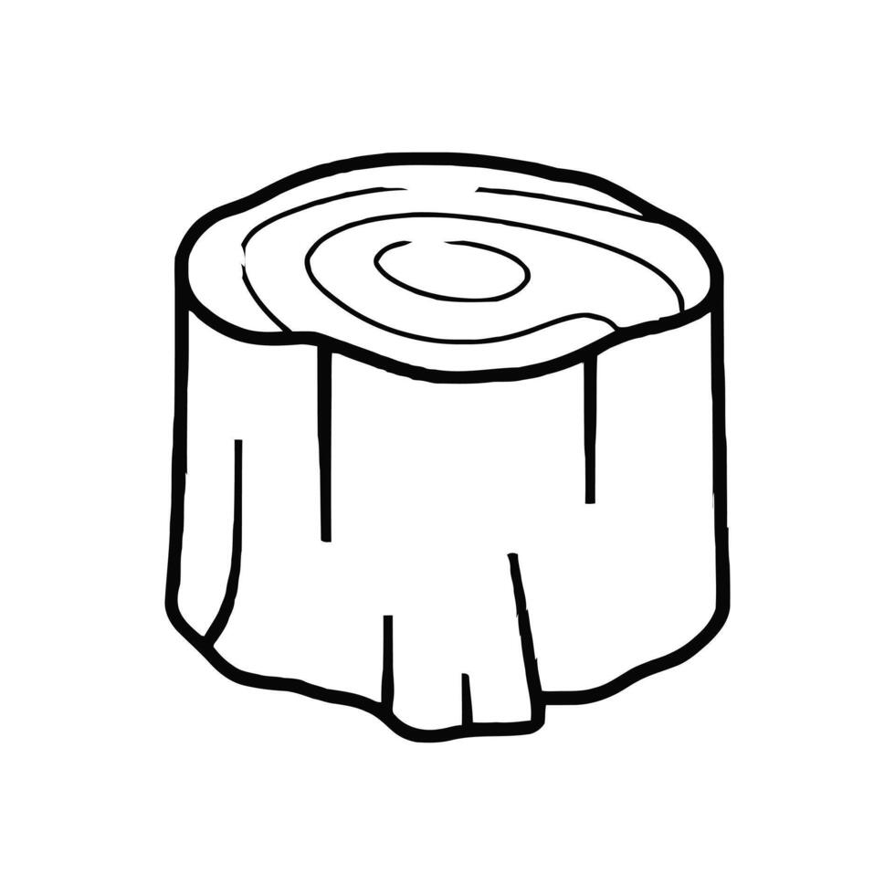 Isolated Tree Stump Illustration Black Outline of a Cut Log with Rings vector