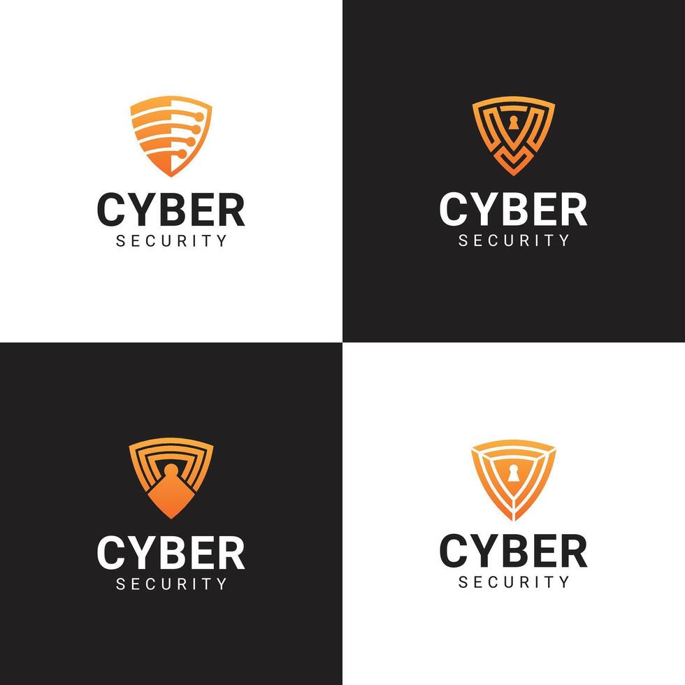 Modern and Minimal Cyber Security Logo Icon. Digital Cyber Security Logo Template. vector