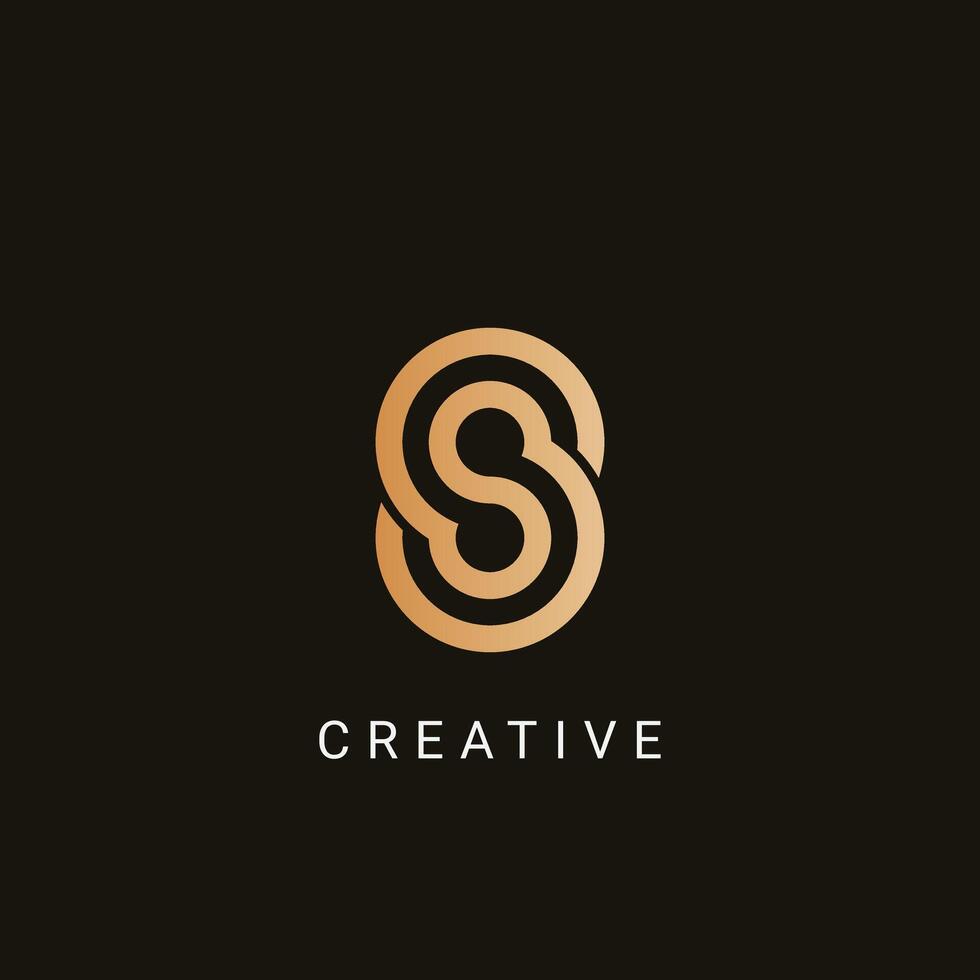 Luxury elegant circular letter S, SS logo template. vector