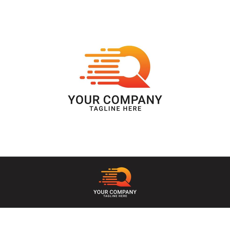 Initial Q Letter Fast Speed Logo icon. vector