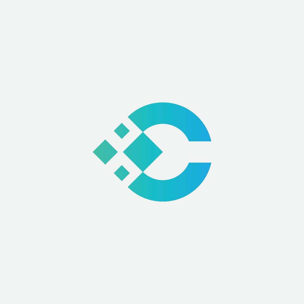 Letter C Logo Design Pixel Element. vector