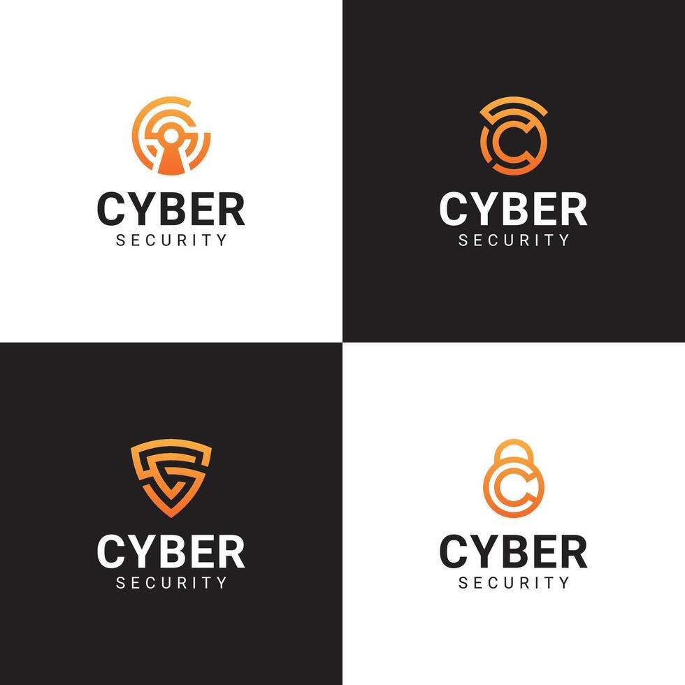Modern and Simple C Letter Cyber Security Logo Icon. Digital Cyber Security Logo Template. vector